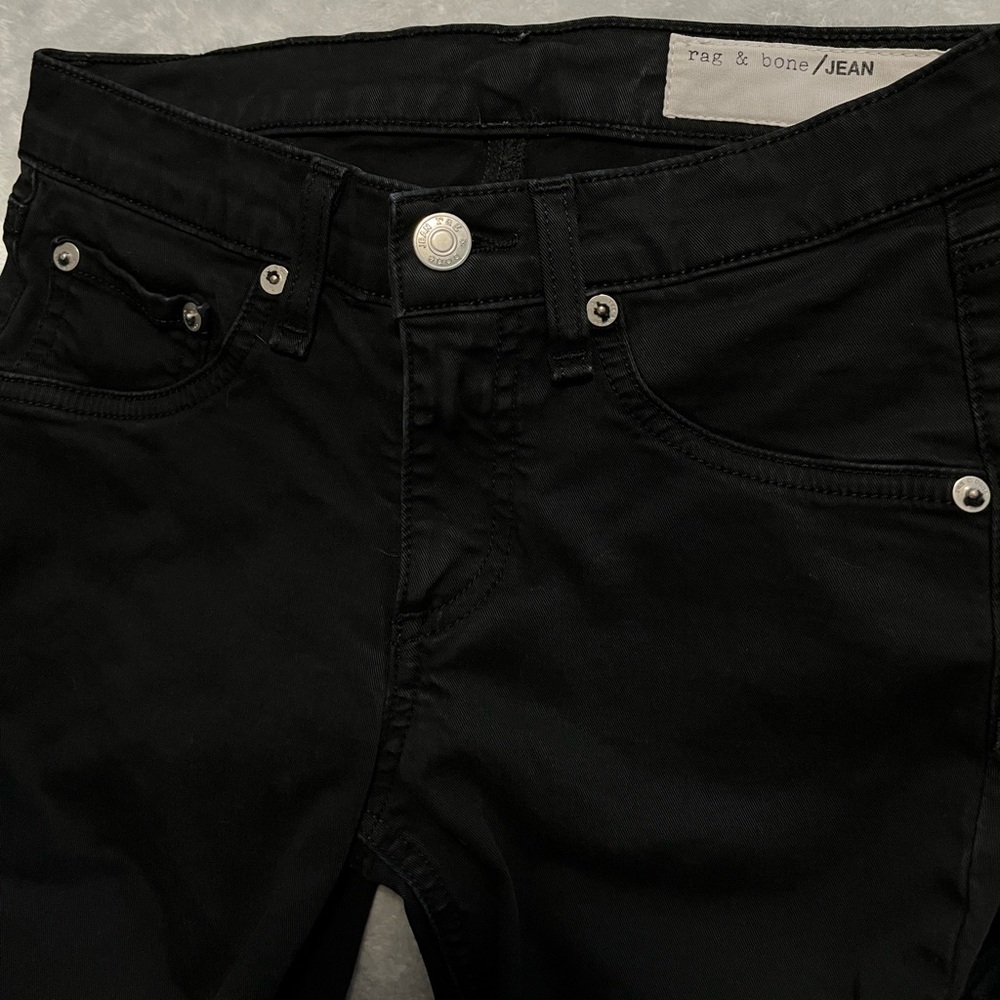 RAG & BONE frayed hem skinny jeans black size 24 like new - Picture 4 of 11